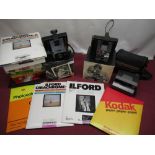 Two boxed Polaroid Super Swinger cameras, Polaroid Image camera, selection of various photographic