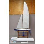 Hand-made wooden radio controlled racing yacht model "Puma" built from "Marine Modelling