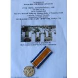 WWI casualty Great War victory medal awarded to Ronald Hermann Riebe (2771B 10th Battalion