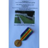 WWI casualty victory medal awarded to Lce Corp. Clifton Leslie (947 1st Battalion Australian Cyclist