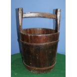 Early C20th French coopered wooden well bucket, H56cm