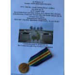 WWI casualty victory medal awarded to Gunner John Holger Nelson (1973 74th Bty. South African
