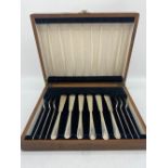 Cased set of six Geo.VI hallmarked sterling silver fish knives and forks, by Roberts & Belk Ltd ,