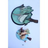 PenDelfin hand painted Pendle Witch plaque and a similar painted wooden Pendle Witch plaque,
