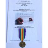 WWI casualty victory medal awarded to 2477 Pte. Richard Sheldrick, 60th Battalion Australian