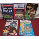 Six England football programmes from the 1970s & 80s signed by Bobby Robson, George Best, Gordon
