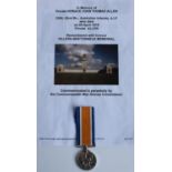 WWI casualty victory medal awarded to 2369 Pte. Horace John Thomas Allen, 52nd Battalion