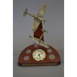 Danbury Mint "The Battle Of Britain Sculptural Clock", with 4 contemporary coins, with box and