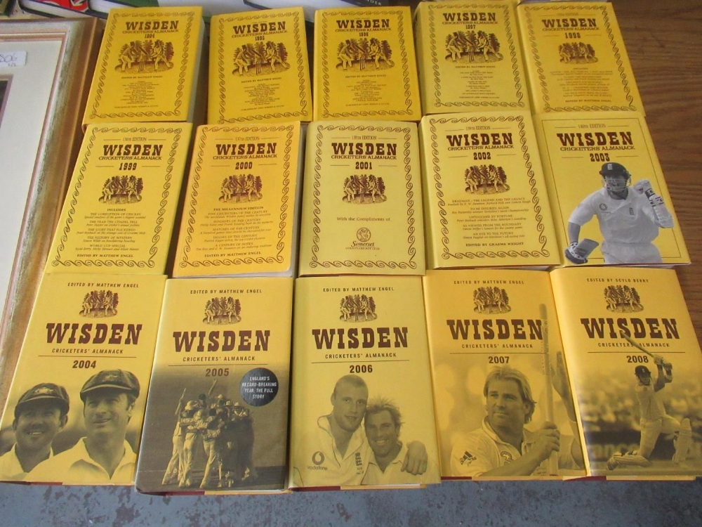 Collection of Wisdens Cricketers Almanacs and other cricket books together and two cricket related - Image 2 of 4