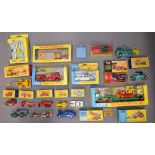 Collection of mostly vintage Matchbox and Corgi die-cast vehicles, most with original early boxes.