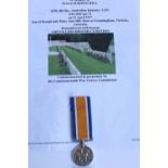 WWI casualty 1914-1918 war medal awarded to 4238 Pte. Harold Hill, 8th Battalion Australian Infantry