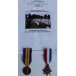 WWI casualty medal pair of a victory medal and 1914-1915 star awarded to 3006 Cpl. AF Anderson