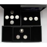 Three Royal Commemorative silver proof coin sets comprising Platinum Wedding Anniversary three