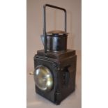 Vintage railway signal lamp with fixed carry handle, H45cm