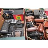 Collection of vintage cameras incl. Ilford Sportsman, Kodak folding cameras, Minolta Autopak 700,