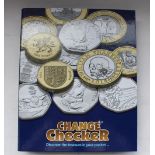 Large selection of collectable coins in Changechecker cards and folder, examples to include