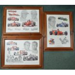 Three framed prints by Stuart Mcintyre, "Tribute To Ferrari", "Tribute to Mclaren" and "Tribute To