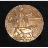 Australian WWI bronze memorial plaque (death penny) for Thomas Kean, in later fitted presentation