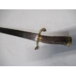 C18th continental hunting sword, with 17 1/2" blade, stamped with crowned head, with dolphin head