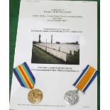 WWI casualty pair awarded to Pte. 21849 James William McCollester 1st Royal Lancashire Regiment,