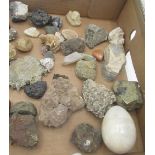 Pyrite, Desert Rose, marble eggs, Quartz, Snowflake Obsidian and other mineral specimens (approx