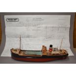 Calder Craft full hull hand-built radio controlled model of the collier "Talacre" with trolley