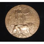WWI bronze memorial plaque (death penny) for Anthony Maguire, in later presentation box (11481