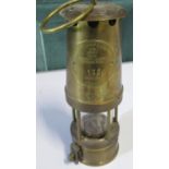Projector Flame Miners Brass Safety Lamp, No131, H24cm with certificate No.170, in card tube