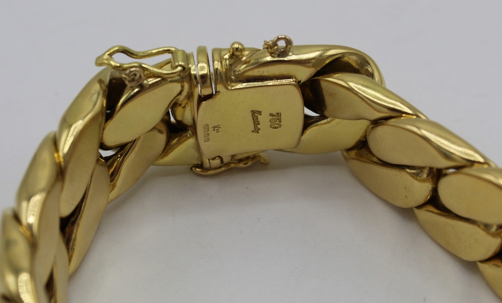 Kutchinski 18ct gold curb chain bracelet with tongue and groove fastener, twin catches and safety - Image 2 of 2