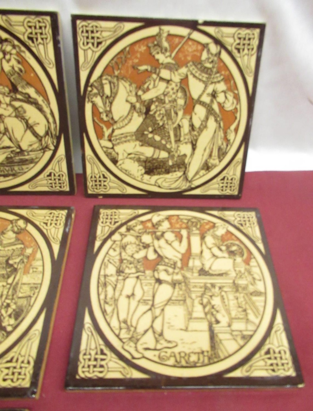 Seven Minton’s China Works tiles by John Moyr Smith depicting scenes and characters from Sir - Image 3 of 4