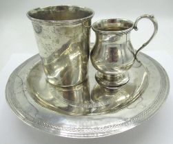 C19th Russian silver beaker, engraved with initials and date 1889, stamped on base 84 EA 1862 etc, a