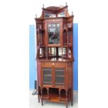 Edwardian Sheraton revival inlaid rosewood corner display cabinet, raised back with bevelled