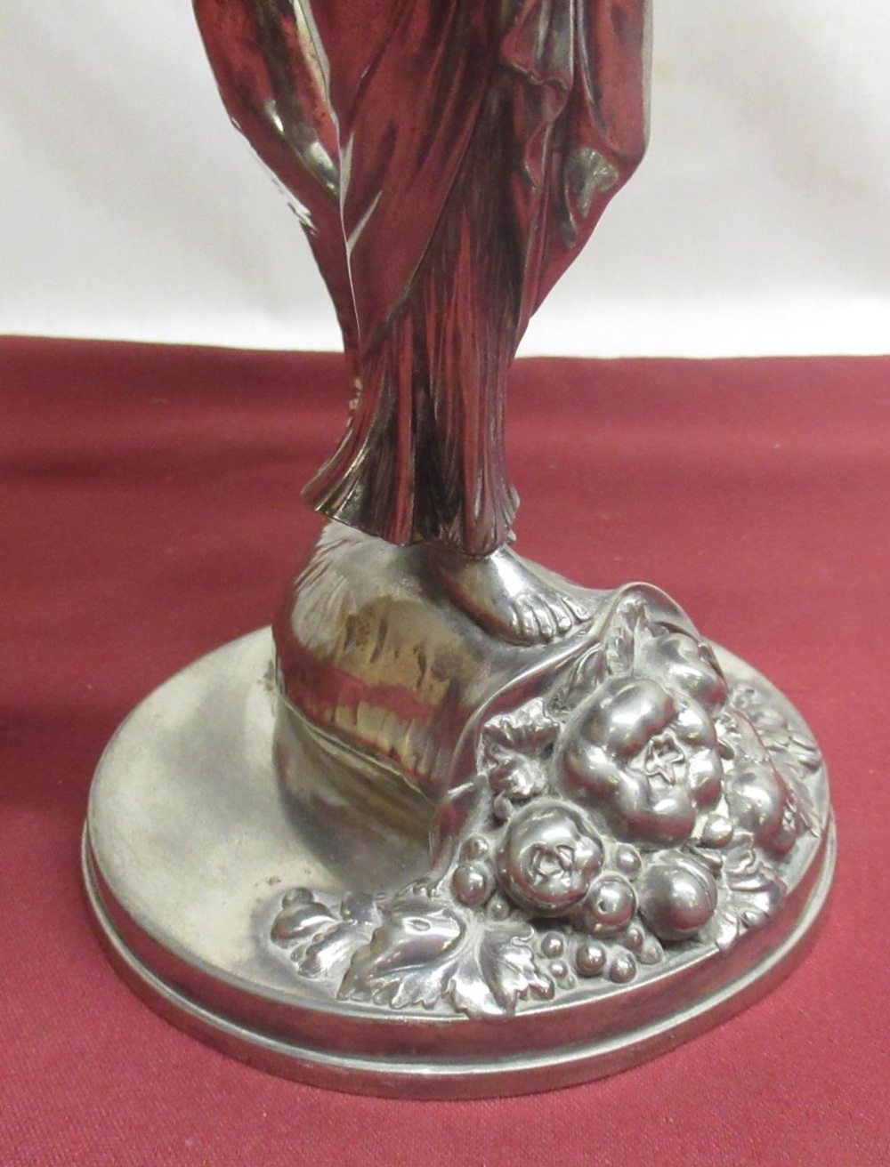 Art Nouveau WMF silver plated table centre, modelled as a maiden supporting a flower, on a - Image 3 of 3