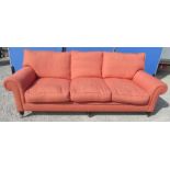 Large George Smith Howard style sofa, outscrolled arms with loose back