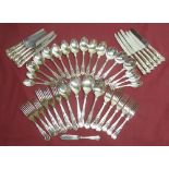 Canteen of EPNS Kings pattern cutlery for six covers with additional serving spoons etc, 44pcs