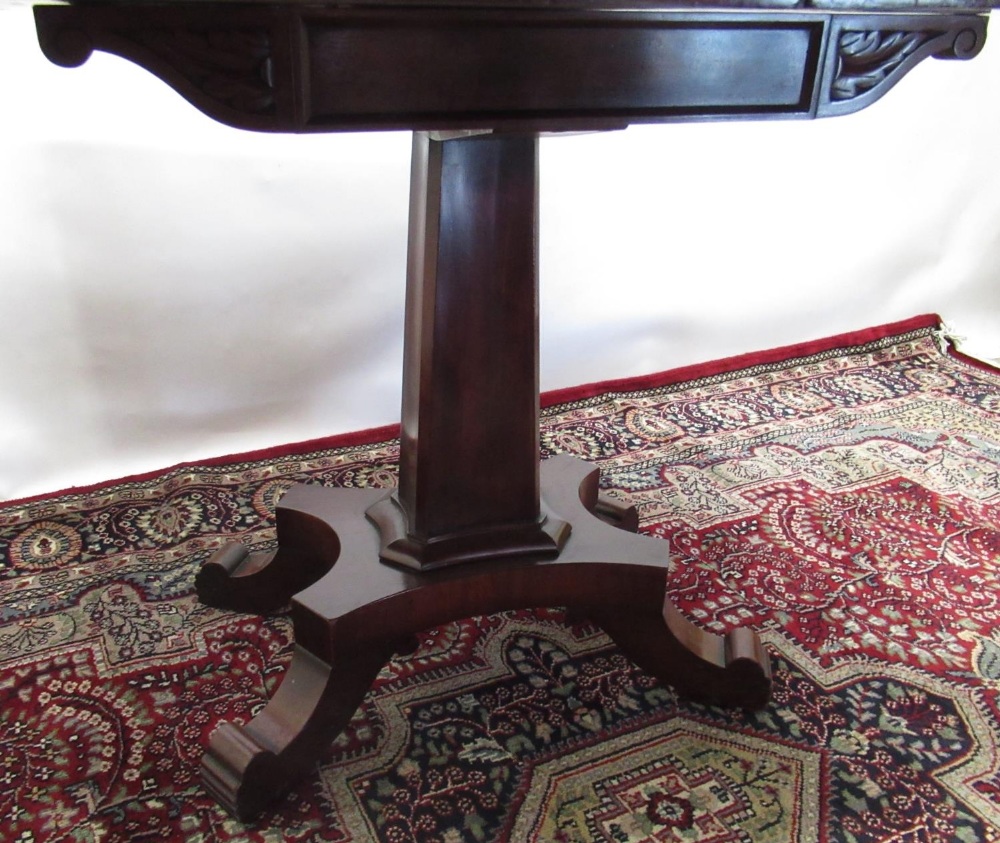 Will.IV mahogany tea table, hinged swivel folding top on scroll feet, H75cm, W92cm - Image 3 of 4
