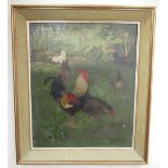 George Thompson (late C19th); Chickens scratching in a wooded glade, oil on canvas, signed and dated