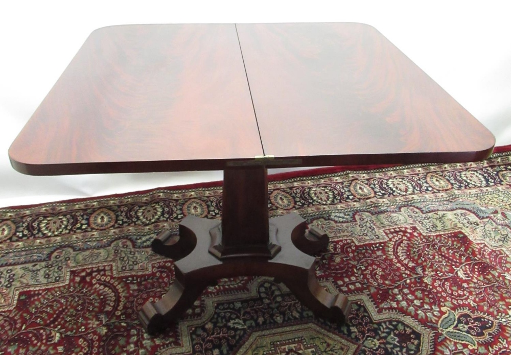 Will.IV mahogany tea table, hinged swivel folding top on scroll feet, H75cm, W92cm - Image 2 of 4
