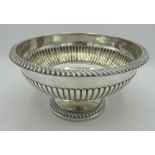 Victorian hallmarked silver circular pedestal bowl, part lobed body with gadrooned rim and