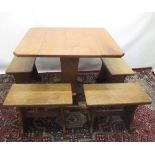 Alan Grainger Acorn Industries of Brandsby - an adzed oak dropleaf dining table, on solid end