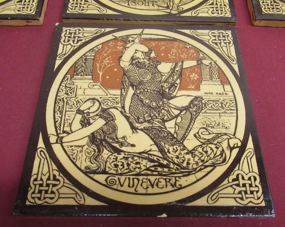 Seven Minton’s China Works tiles by John Moyr Smith depicting scenes and characters from Sir - Image 4 of 4