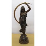 Auguste Moreau - a patinated bronze model of Aurore standing with crescent moon, the hemi-