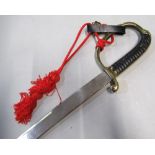 Decorative Indian made birquet type sword, with dress knot and 30" curved blade