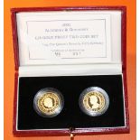 Royal Mint 2001 Alderney & Guernsey £25 Gold Proof Two-Coin set, Celebrating The Queen's Seventy-