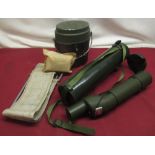 M49 cased spotting scope, military mess tin and a WW2 field dressing