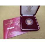 Royal Mint 2003 UK Gold Proof Half-Sovereign, encapsulated, cased and boxed with cert. No.03900