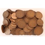 Five C18th copper coins and tokens and a collection of UK pre-decimal bronze and copper coinage,