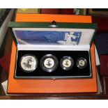 Royal Mint 2001 Silver Proof Britannia collection four-coin set of 5000, encapsulated in case with