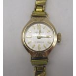 Ladies Regency 9ct gold hand wound wristwatch, signed silvered dial with applied Arabic numerals and