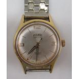 Roamer Popular hand wound wristwatch, signed sunburst silvered dial with applied baton & Arabic